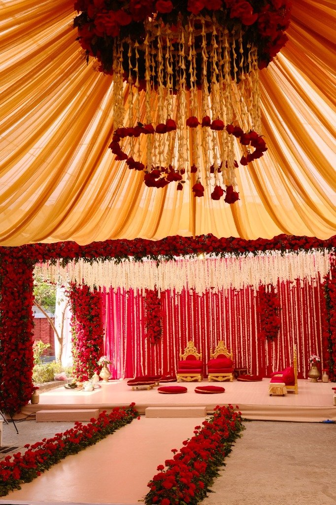 Royal Mandap & Red Flower Canopy